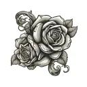 brass knuckle and rose intertwined tattoo design idea