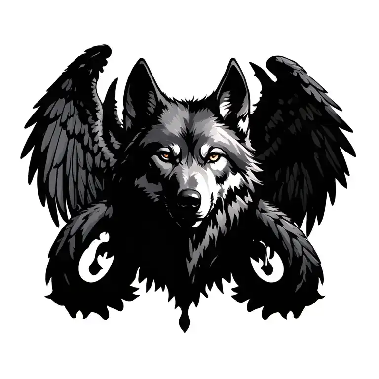 Meaningful wolf warrior angel tattoo design idea