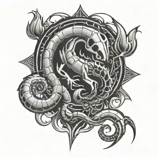 marvin, scorpio, element of fire water wind and earth tattoo design idea