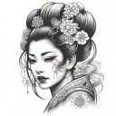 geisha covering her face tattoo tattoo design idea