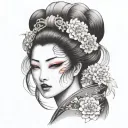 geisha covering her face tattoo tattoo design idea