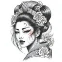 geisha covering her face tattoo tattoo design idea