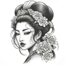 geisha covering her face tattoo tattoo design idea