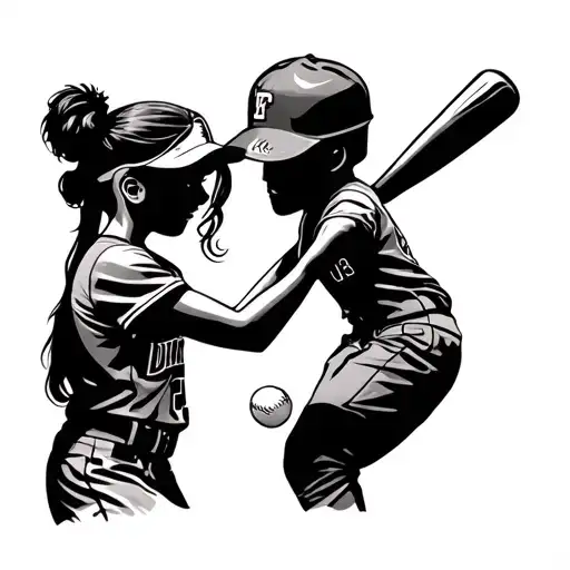 softball daddy daughter tattoo design idea