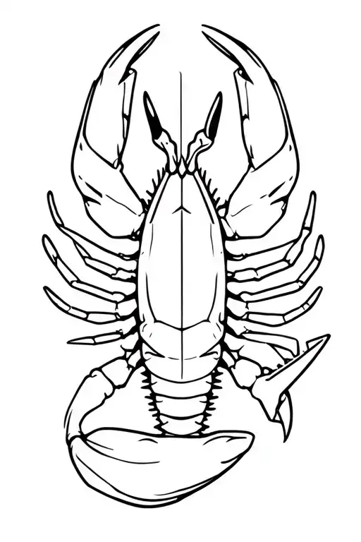 crawfish holding weapon tattoo design idea