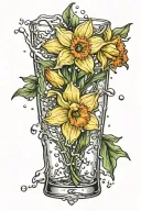 Daffodil pint glass peaches falling like raindrops tattoo design idea