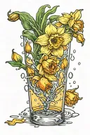 Daffodil pint glass peaches falling like raindrops tattoo design idea