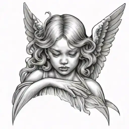 crying angel tattoo design idea