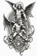 arc angel michael killing lucifer tattoo design idea