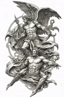 arc angel michael killing lucifer tattoo design idea