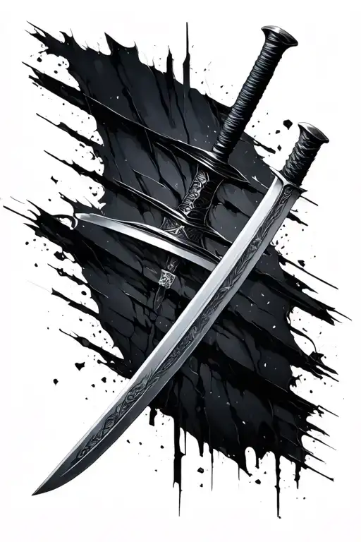 broken katana sword tattoo design idea