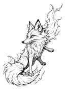 fox with a fiery tail jumping down tattoo design idea