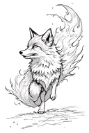 fox with a fiery tail jumping down tattoo design idea