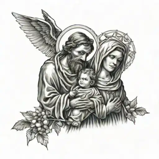 holy family posing tattoo design idea