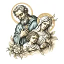 holy family posing tattoo design idea