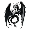 dragon angel family love tattoo design idea