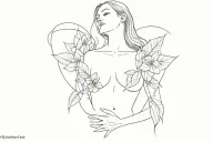 a fairly fine tattoo, not too busy, which starts from each shoulder and ends between the breasts for women tattoo design idea