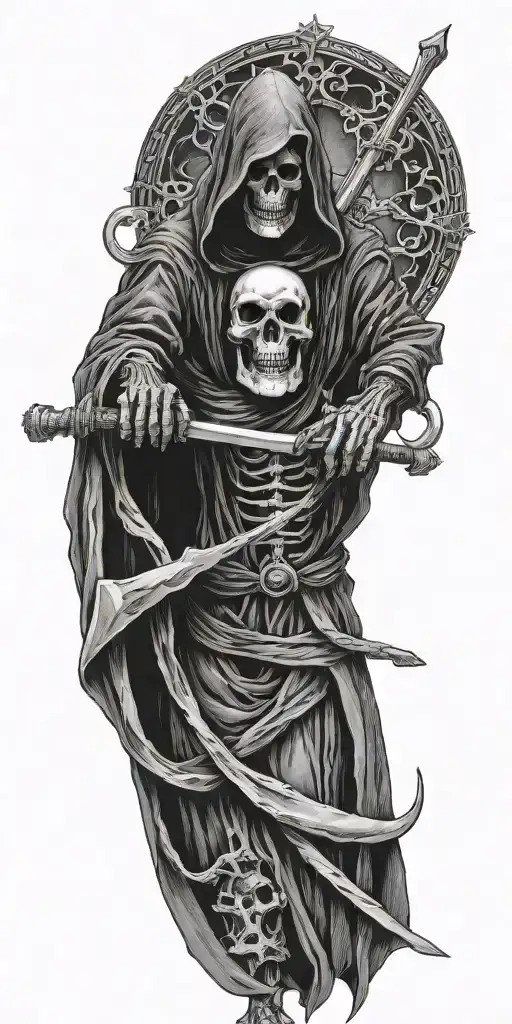 grim reaper holding a scythe tattoo design idea