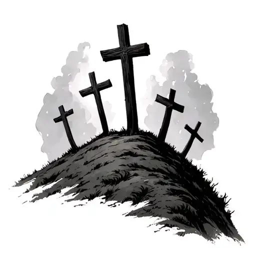 3 Crosses On A Hill tattoo design idea