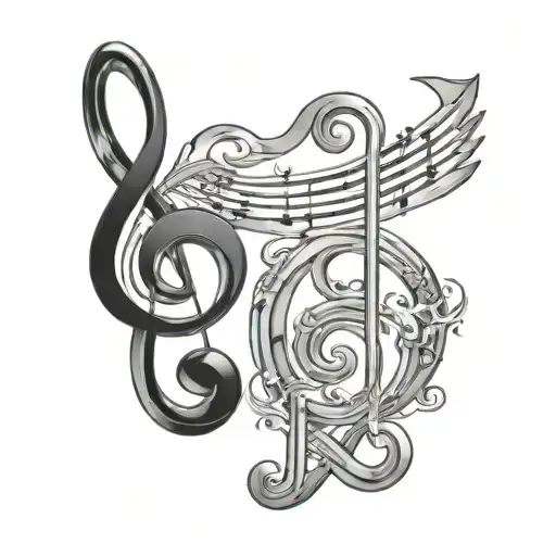 gospel music note intertwined tattoo design idea