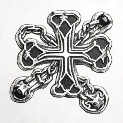 greek Cross on ball chain bracelet tattoo on forearm tattoo design idea