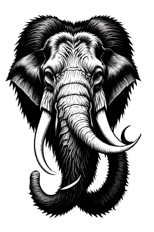 mammoth head tattoo design idea