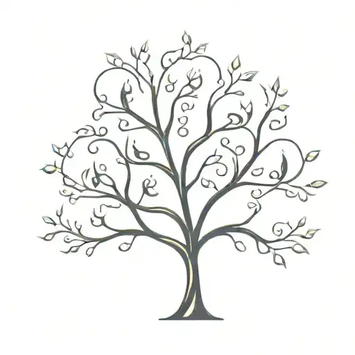 Abstract family tree with intertwined branches representing the bond between three sisters tattoo design idea