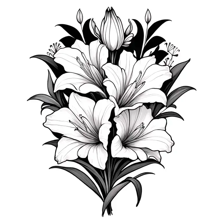 gladiolous flowers tattoo design idea