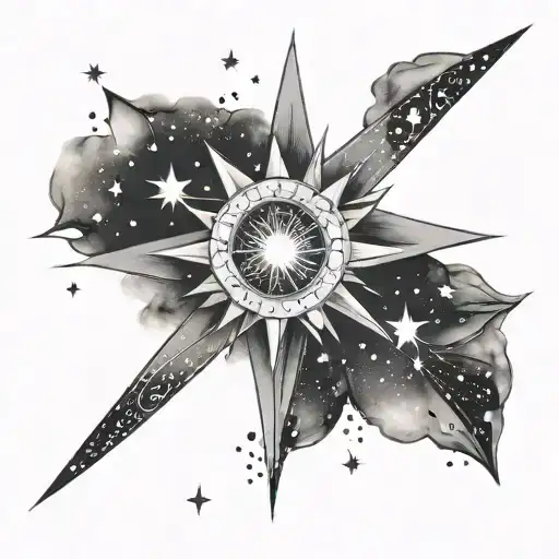 Lyra constellation + Sunburst tattoo design idea