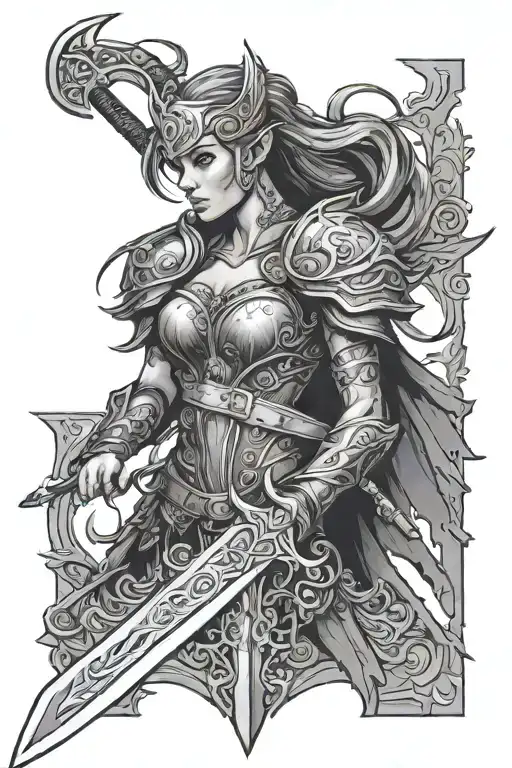 valkyrie sword tattoo design idea