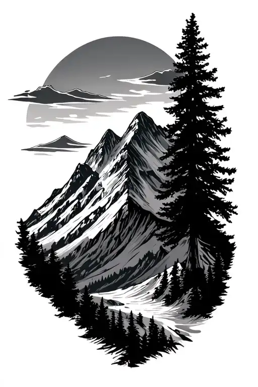 Cancer Survivor Mountain tattoo design idea