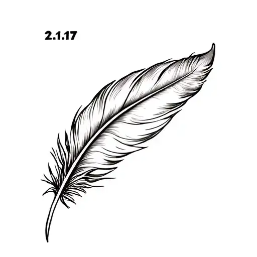 small feather with 2:17 numbers tattoo design idea