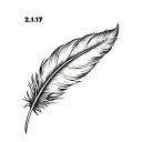 small feather with 2:17 numbers tattoo design idea