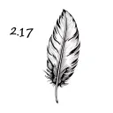 small feather with 2:17 numbers tattoo design idea