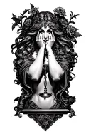 lady justice, see no evil, speak no evil hear no evil tattoo design idea