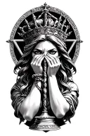 lady justice, see no evil, speak no evil hear no evil tattoo design idea