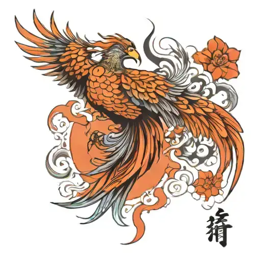 phoenix flying tattoo design idea