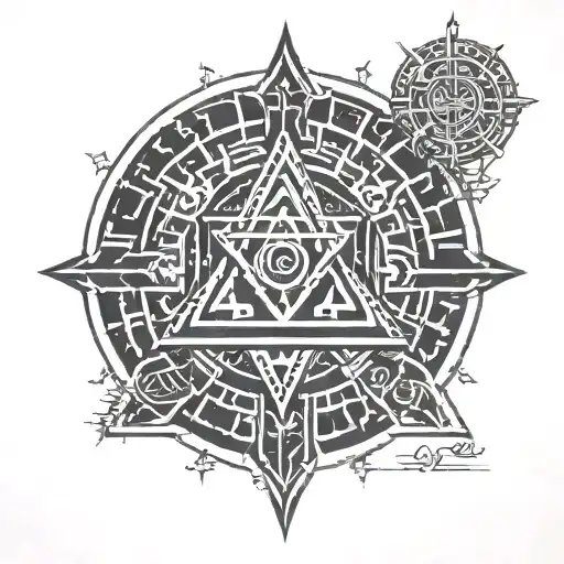 cyber sigil hindu temple tattoo design idea