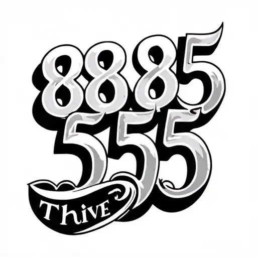 Graph tattoo with the numbers 888 555 and the word ‘THRIVE’ below, for left wrist tattoo design idea