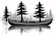 canoe with trees tattoo design idea