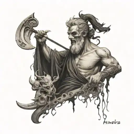 Hades And The Scythe tattoo design idea