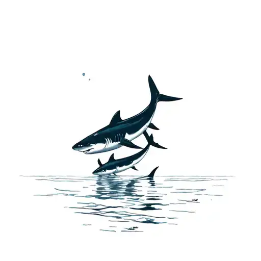 very minimalistic design with two sharks swimming next to each other viewed from a on top perspective tattoo design idea