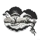 safari landscape tattoo design idea