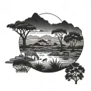safari landscape tattoo design idea