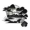 safari landscape tattoo design idea