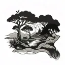 safari landscape tattoo design idea
