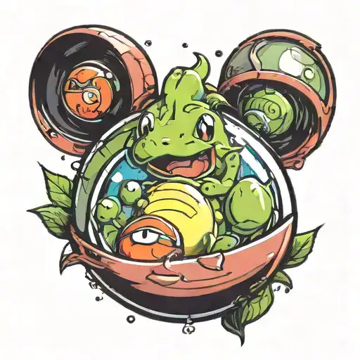 pickle inside a Pokemon ball tattoo design idea