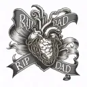 Rip Dad heartbeat tattoo design idea