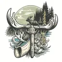 canoe paddle and moose antler tattoo design idea