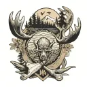 canoe paddle and moose antler tattoo design idea